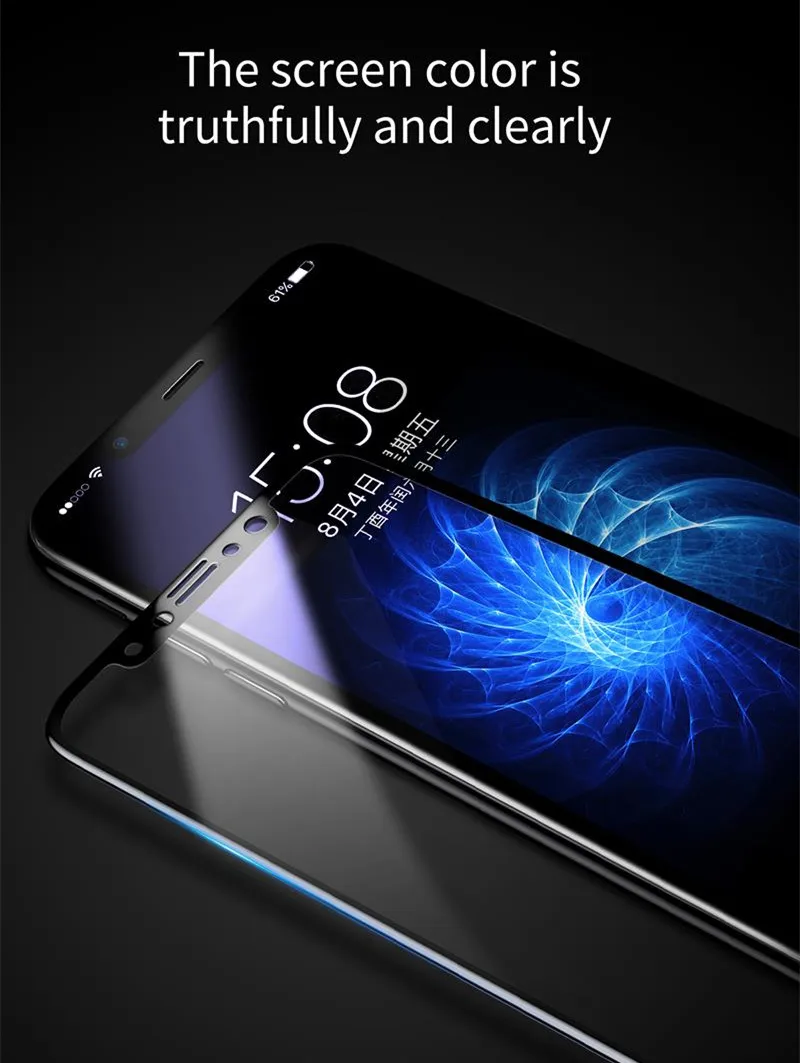 Ультратонкая стеклянная защитная пленка Baseus для iphone X с защитой от синего света 3D, Защитная пленка для экрана iphone X
