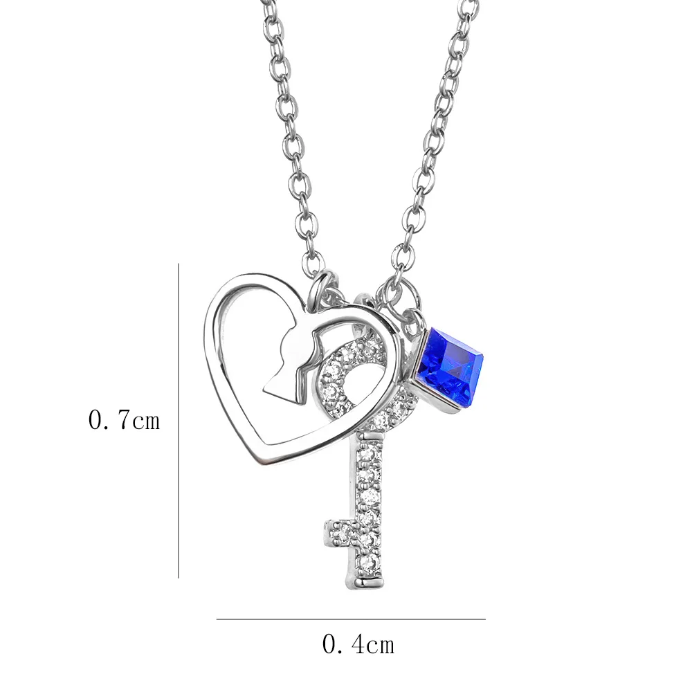 Кулоны YUN RUO Micro Pave с цирконием в виде сердца и ключа ожерелье-чокер цвета розового