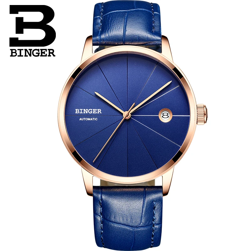 Switzerland BINGER мужские часы Топ люксовый бренд Япония Seiko автоматическое механическое движение часы досуг бизнес синий horloges