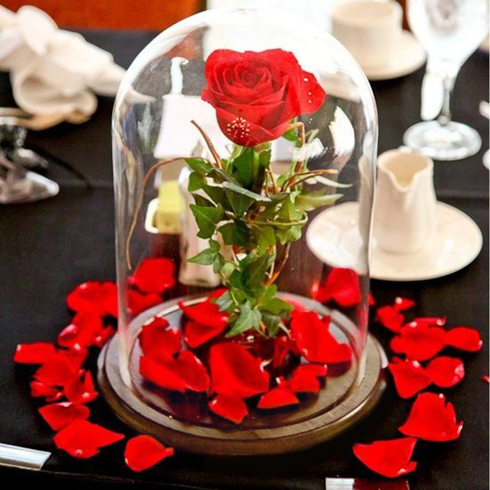 Стеклянная кукла-купол с бамбуковой основой для свадебной вечеринки стола