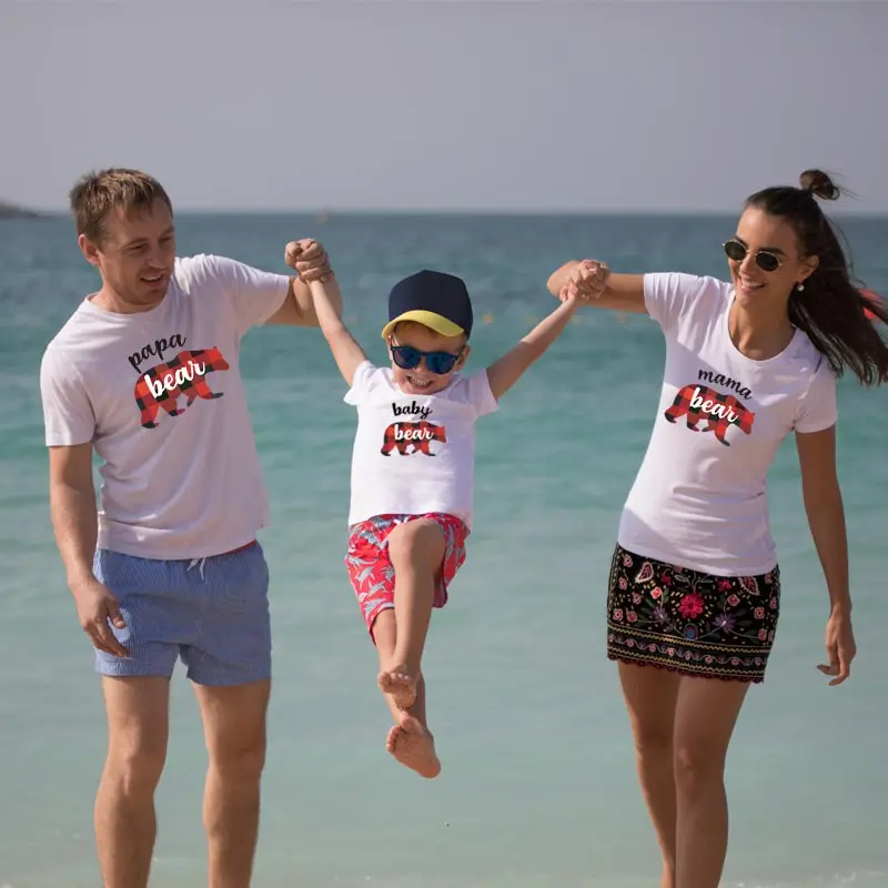 

matching family outfits look cartoon bear papa mama baby mommy and me mother father son daughter summer 2019 t shirt funny cloth