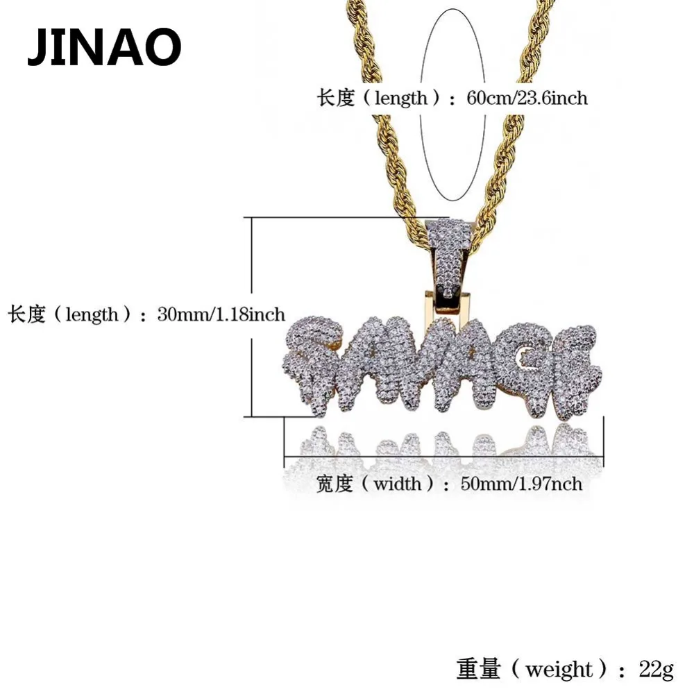 JINAO мужское ожерелье с кулоном Iced Out SAVAGE позолоченное микро кубическое циркониевое ожерелье в стиле хип-хоп с драгоценными камнями Druzy Ювелирные изделия Подарки