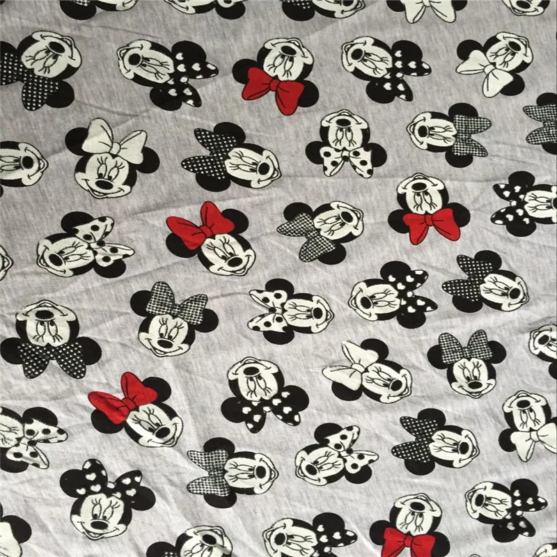 Микки хлопковая ткань ребра для лоскутных принтов мультфильм трикотажные DIY