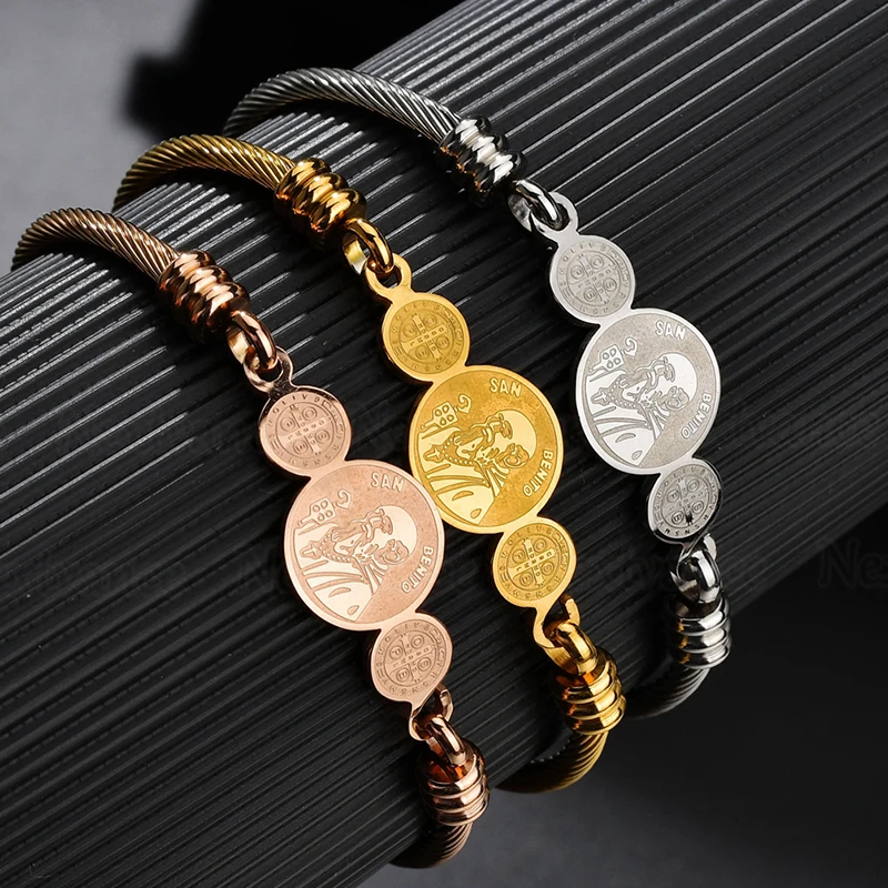 Винтажные браслеты манжеты Nextvance из нержавеющей стали с винтажными золотыми