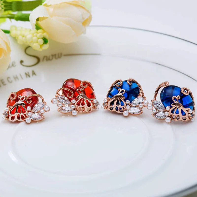 Изящные серьги-гвоздики цвета розового золота для женщин в форме голубиное яйцо