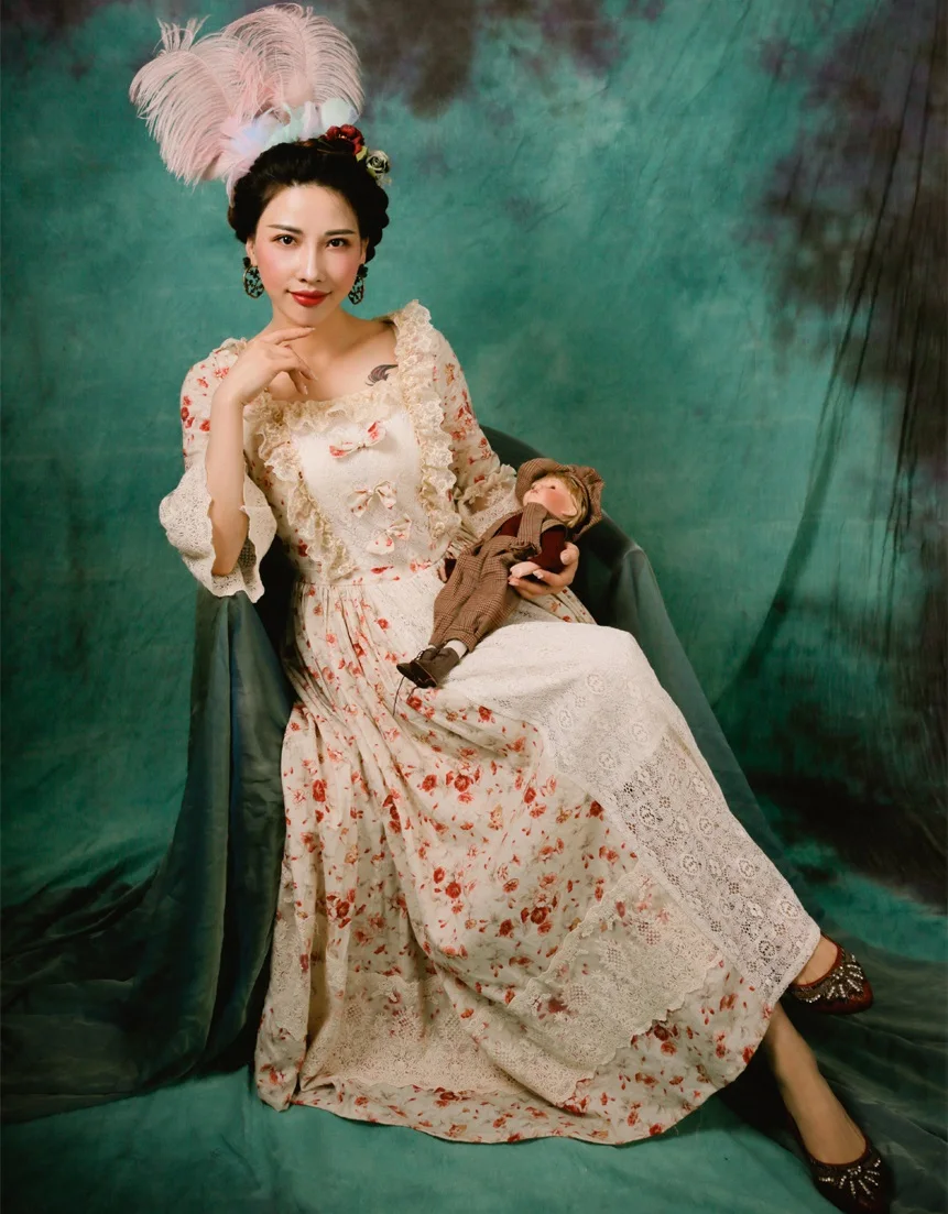 Женское винтажное платье из хлопка и льна LYNETTE'S в стиле пэчворк оригинальный