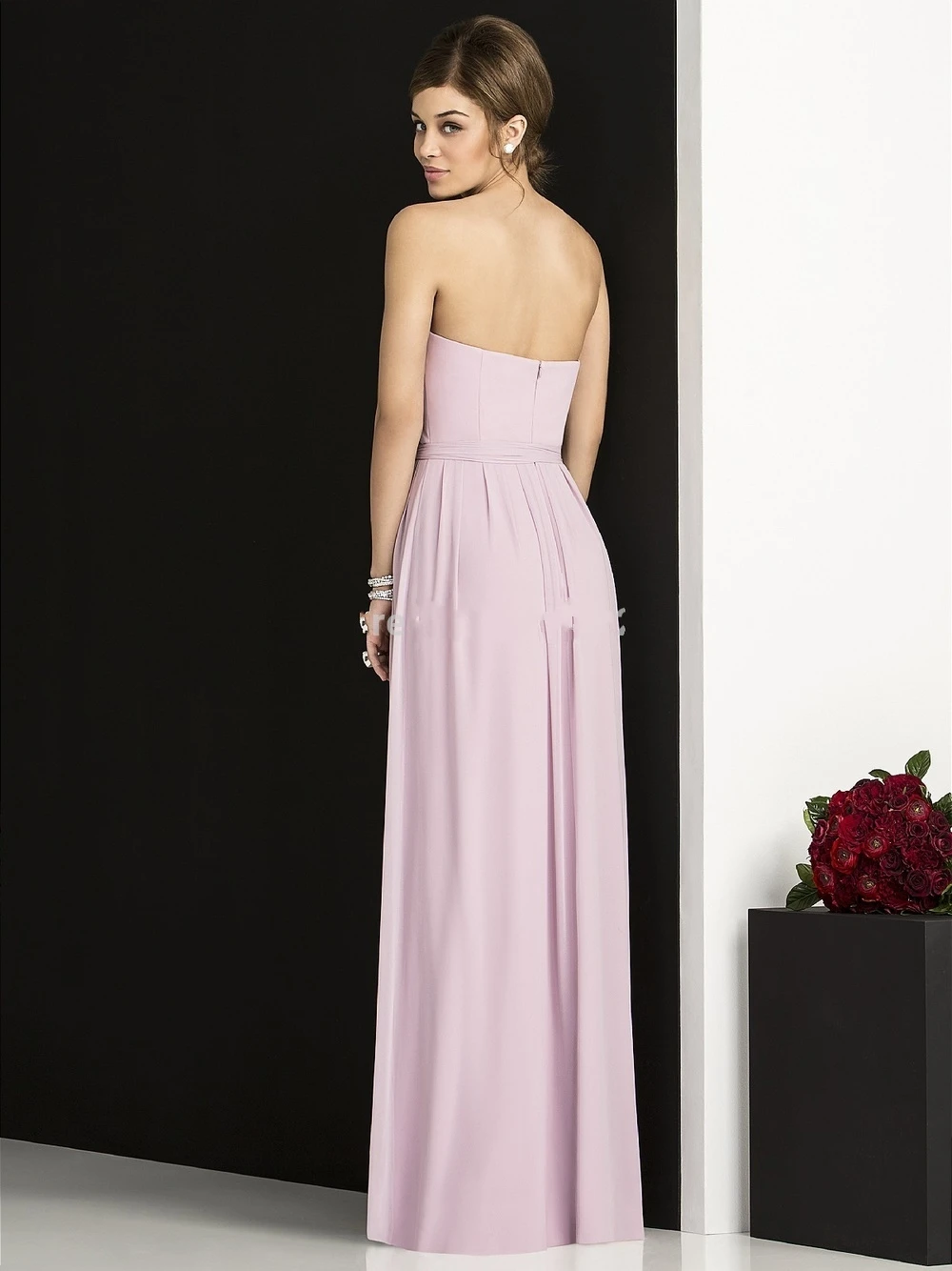 

2017 Charming Pleated Draped Bridesmaid Dresses Sweetheart Sash Full Length Backless Prom Gown Party Dresses Custom Made WE021