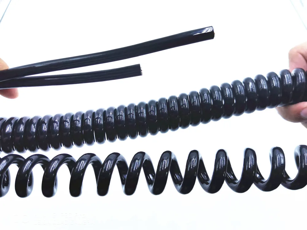 4-х ядерный Спиральный шнур питания 20AWG 24AWG 17AWG 14AWG 2,5 м 5 м 7,5 черный весна шнур электропитания от сети переменного тока для удлинитель