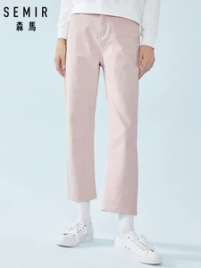 Женские прямые джинсы из смеси хлопка SEMIR, женские укороченные брюки, модные брюки до щиколотки с карманами сзади для весны