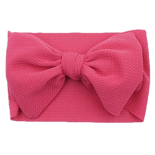 hotpink Нейлоновые банты повязки для детей девочек 30 цветов Эластичные Головные уборы дети цельный тюрбан бант аксессуары для волос kidocheur - Цвет: hotpink