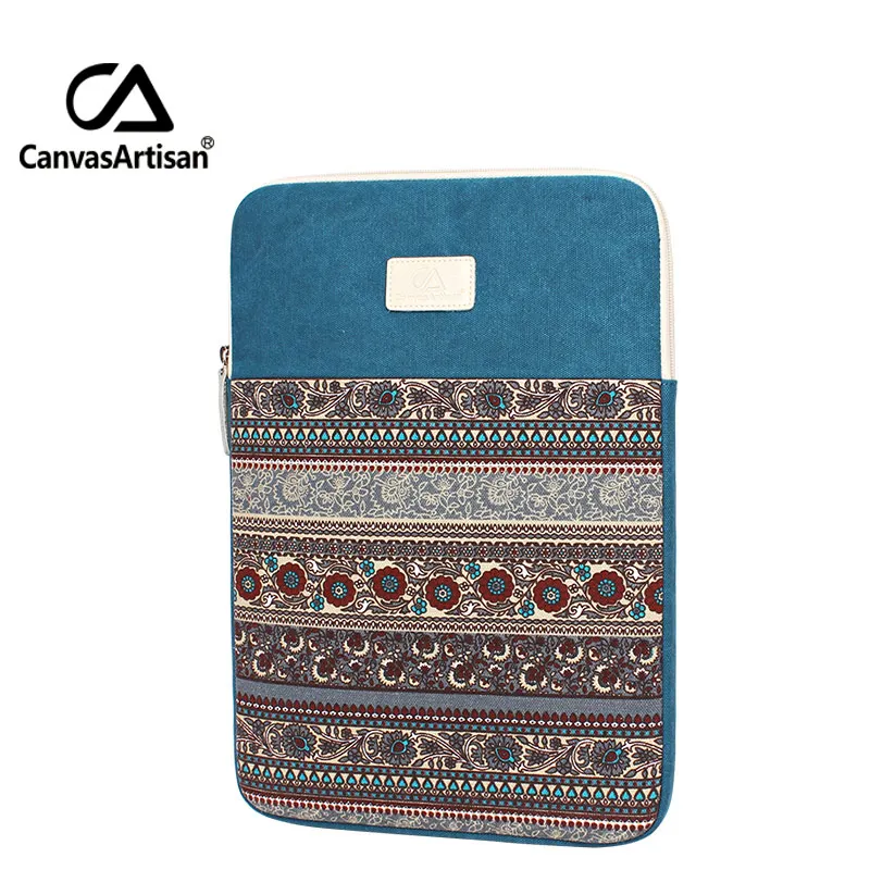 lake blue Canvasartisan наивысшего качества холст ноутбук рукава для Apple Air Pro Универсальный мужской портфели в стиле ретро деловые сумки 14 дюймов - Цвет: lake blue