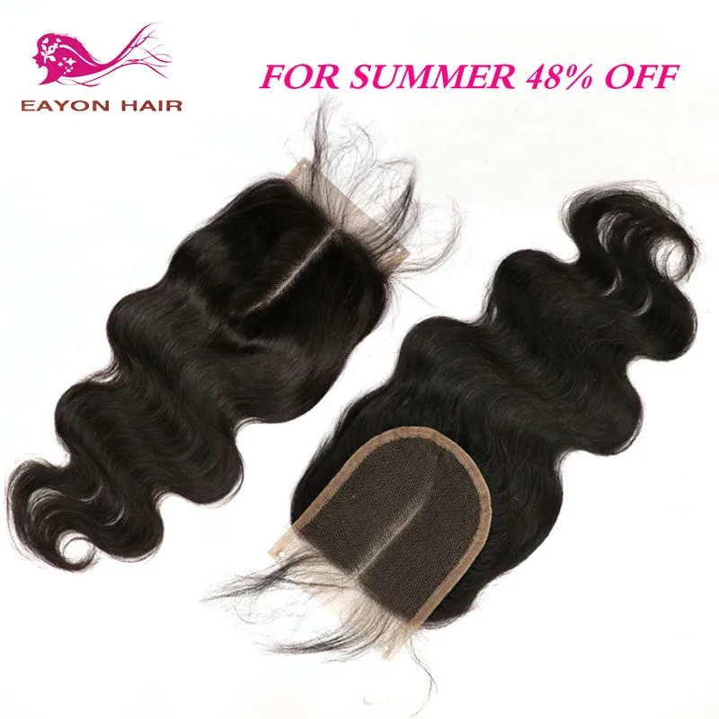 Mongolian Body Wave Lace Closures 4x4 Top Closure Piece Free Middle Three Part Frontal With Baby Hair |