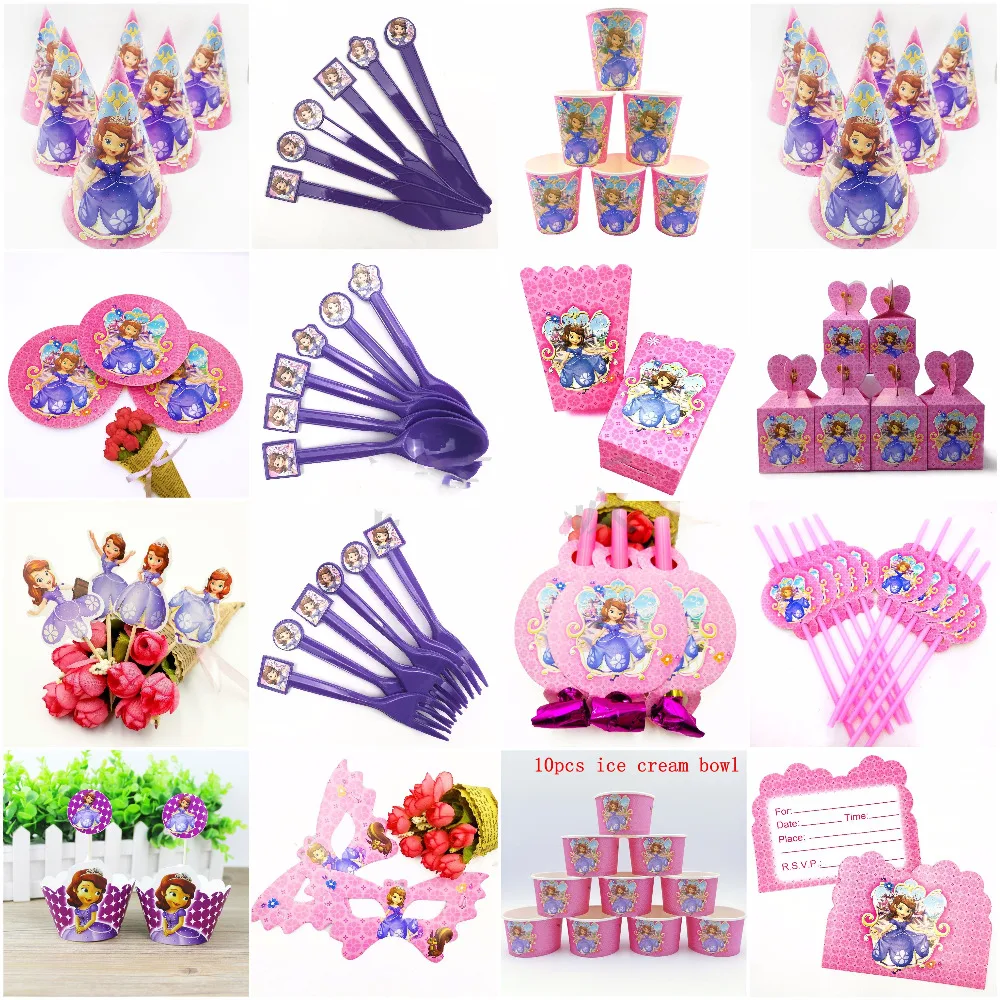 

Sofia Princess Theme Party Supplies Set Theme Kid Birthday Party Decoration Family Girls Party Baby Shower Set Favors Horn