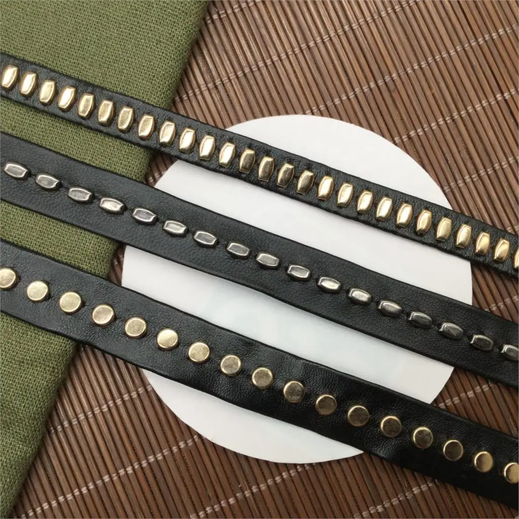 Золотая Серебряная Синтетическая кожаная лента с петельками металлическая