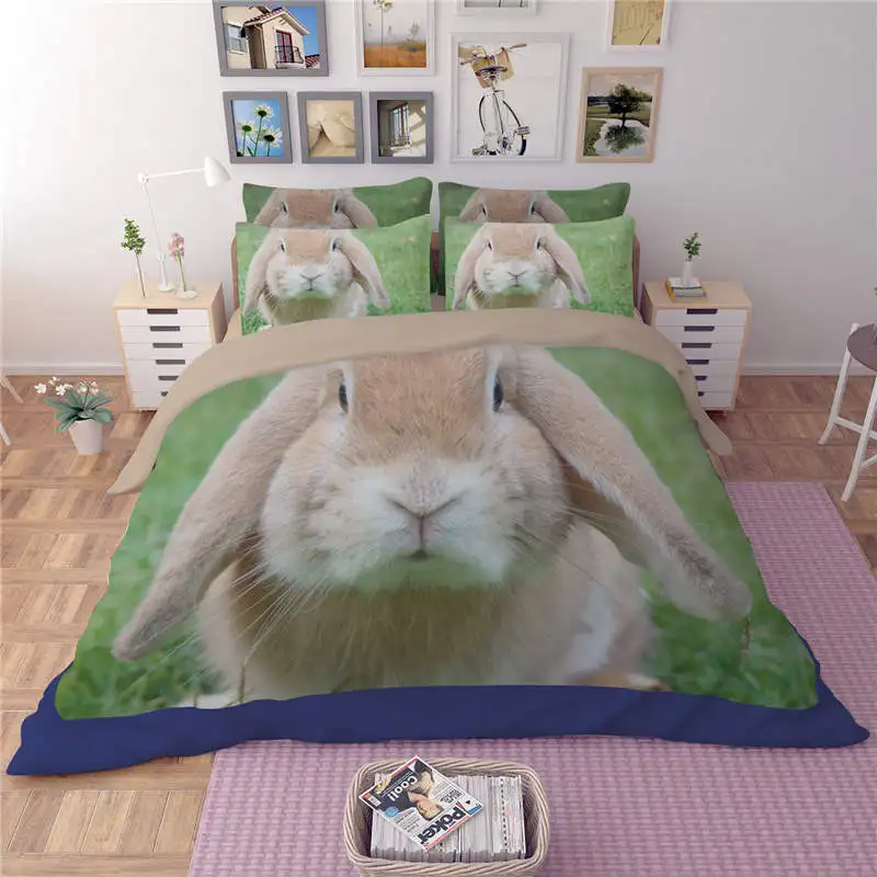 Комплект постельного белья из 3 предметов с 3D принтом кролика|bed linen|duvet coverking size quilt