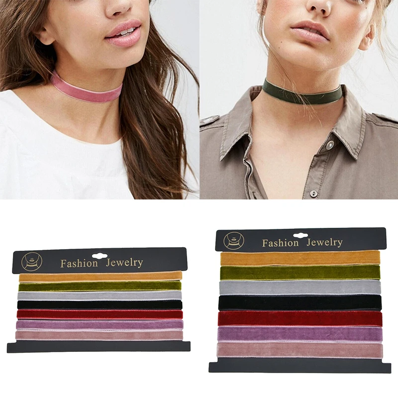 7 шт./компл. сексуальное черное короткое ожерелье ювелирные изделия бархатное