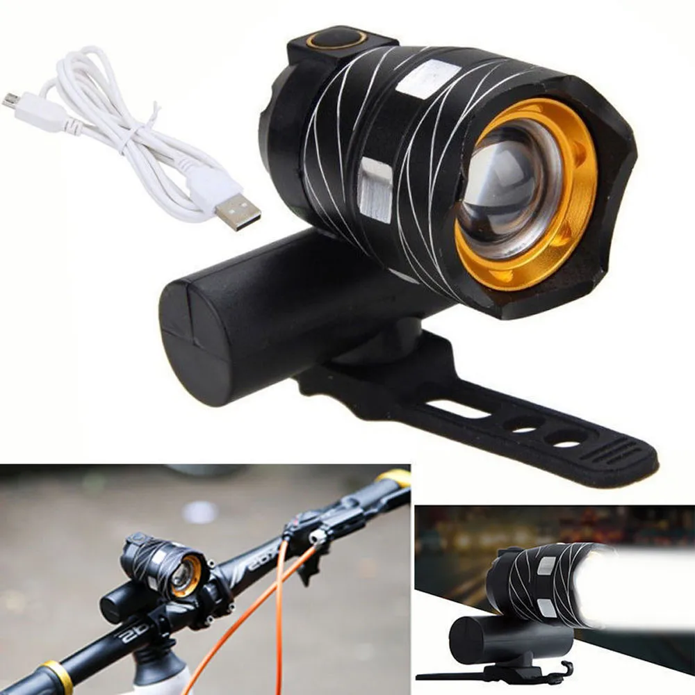 Светодиодный велосипедный светильник XML T6 перезаряжаемый через USB|light front|bike light