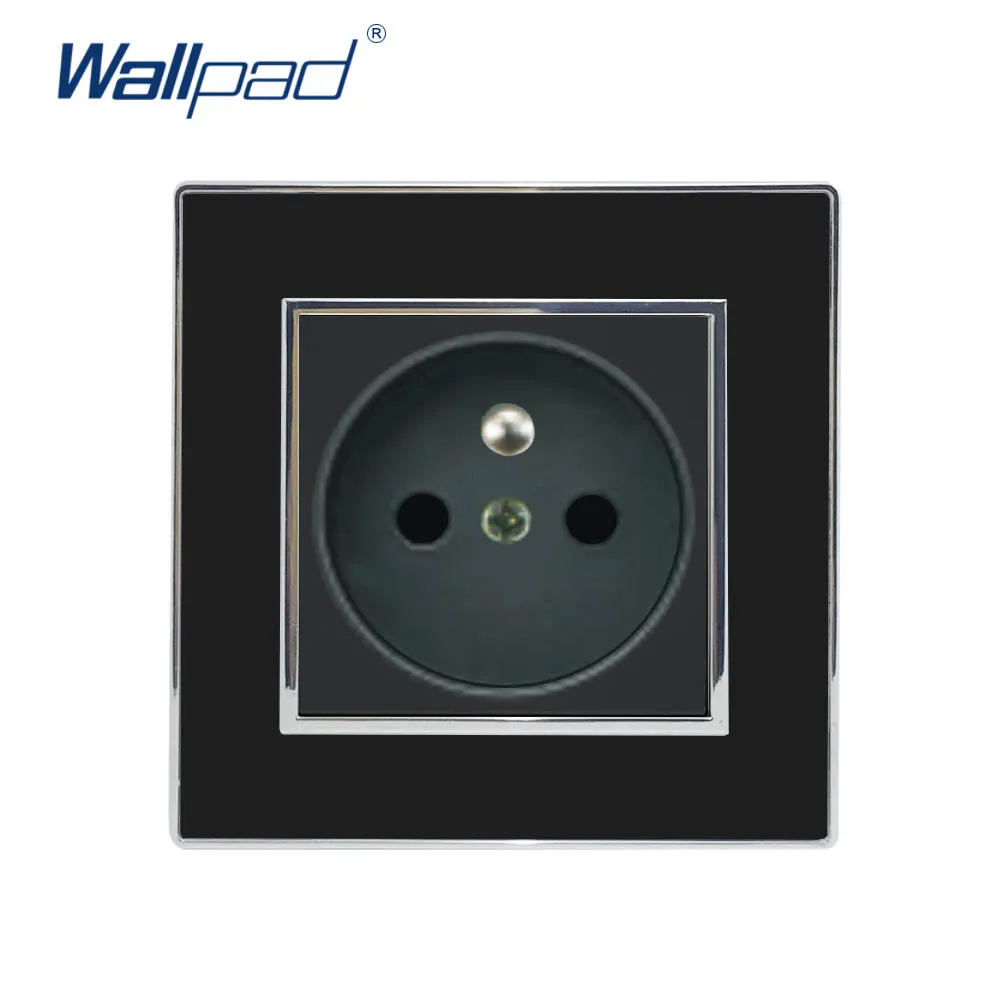 Black Французский ЕС разъем Wallpad Роскошная настенная электрическая мощность Зеркало акриловая панель французский стандартный отвод настенная пластина 16A AC 110~ 250 В - Тип: Black