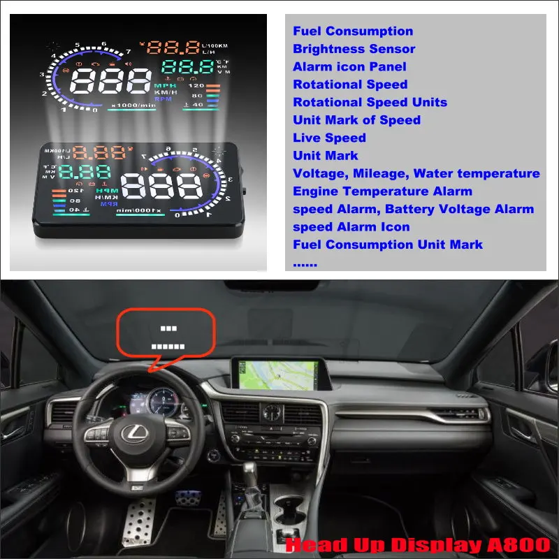 Car OBD HUD Head Up Display For Lexus 450H/LX/LX570/RX/RX350 2010-2020 Saft Driving Screen Projector Reflecting Accessories