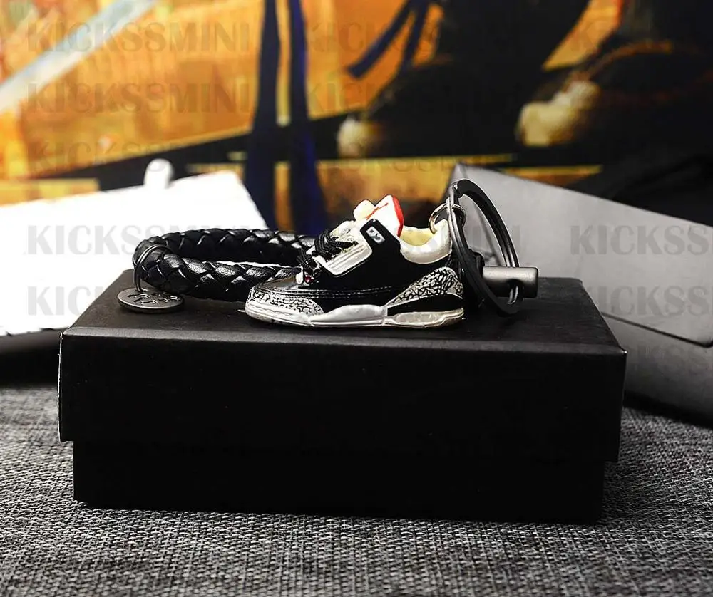 sk018-4 a shoe DIY ретро OG Air Jordan " черный цемент" 3D Мини кроссовок Джордана сумка для ключей коробка Подвеска для пары Кукла аксессуар - Цвет: sk018-4 a shoe