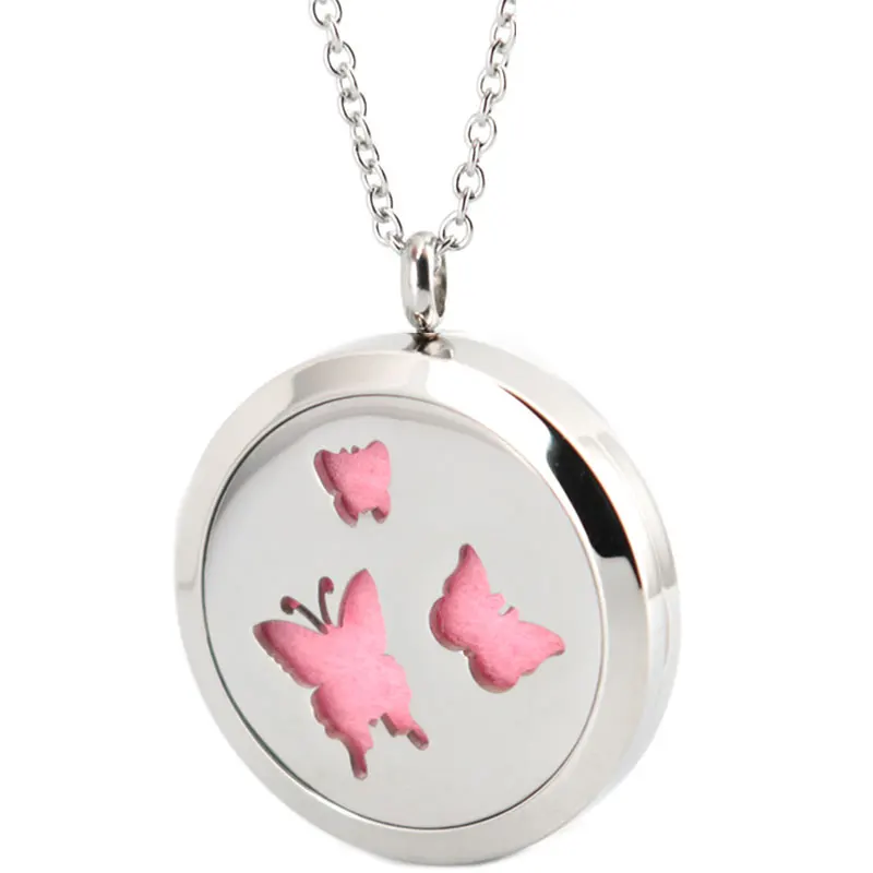 

10pcs 30mm magnet Stainless steel Essential Oil Diffuser Necklace Perfume Pendant Necklace Aromatherapy locket pendant necklace