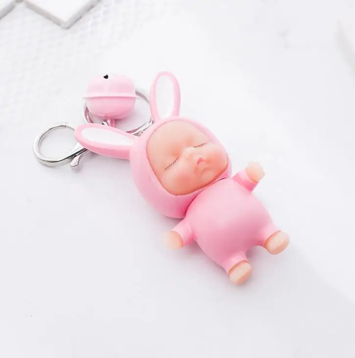 pink Модный милый брелок Спящая кукла Kawaii, пчела, кролик, панда, медведь в форме мультяшного автомобиля, брелок, игрушка, ювелирное изделие для девочки - Цвет: pink