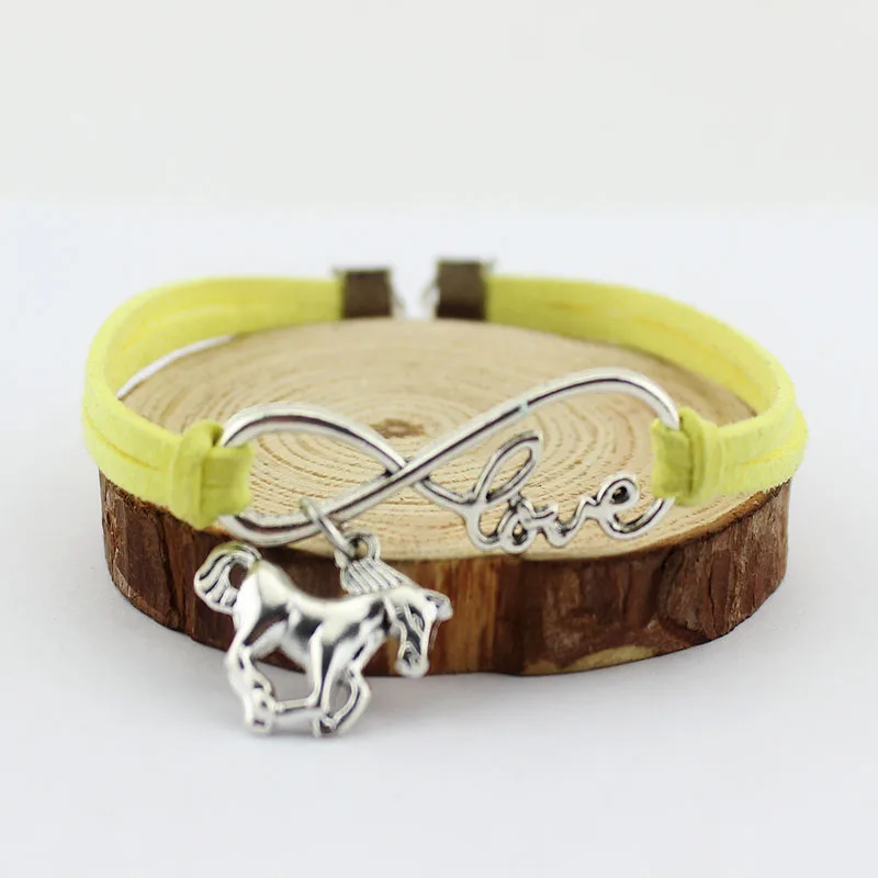 HLLZH Infinity Love Horse Charm Bracelets &ampBangles Handmade Weave Rope Leather For Women Men Festivals Gifts Jewelry | Украшения и