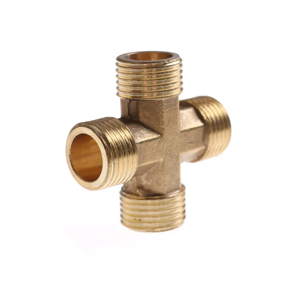 

1/2" BSP Male Thread 4 Way Brass Cross Pipe Fitting Adapter Coupler Connector For Water Fuel Gas