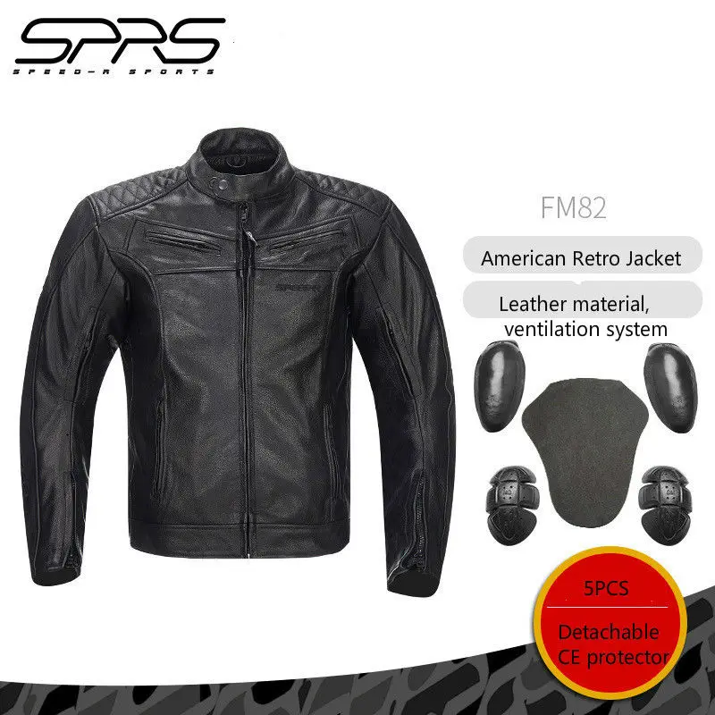 SPRS мотоциклетный джерси мужской кожаный костюм куртка Гонки Черный коровьей