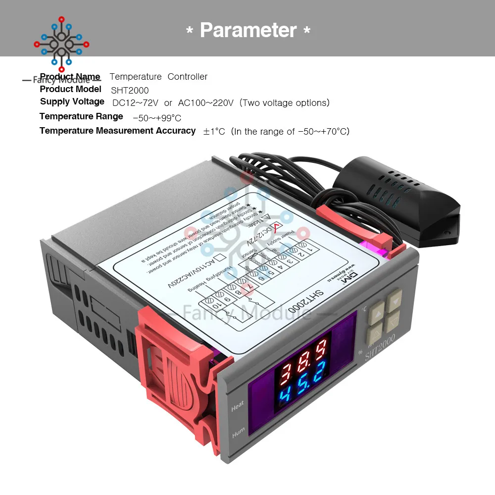 SHT2000 10A DC 12-72 V Светодиоды высокого напряжения цифровой термостат гигрометр термометр Контроль регулятор влажности воздуха метр