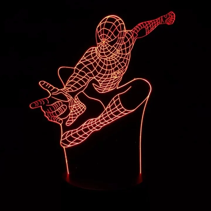 Marvel супергерой Человек-паук 3D настольная лампа Оптическая иллюзия Bulbing Ночной светильник 7 цветов Изменение настроения лампа дропшиппинг