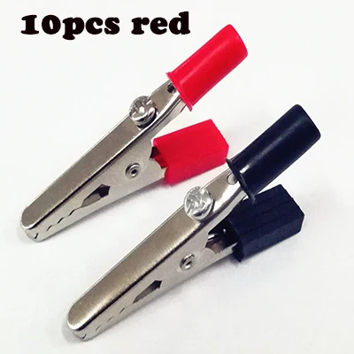 10pcs-red Крокодил клип 2-10 шт./лот крокодил клип 50 мм пластиковая ручка тестовый зонд металлические зажимы крокодил разъем для батареи штекер - Цвет: 10pcs-red