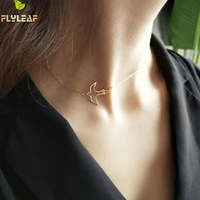 100 925 sterling silver free flying bird choker necklace high quality simple personality fashion jewelry short necklace women