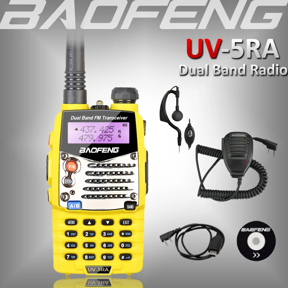 Baofeng UV5RA FM Walkie Talkie Dual Band УФ 5RA УКВ двустороннюю Любительское CB радио UV желтый
