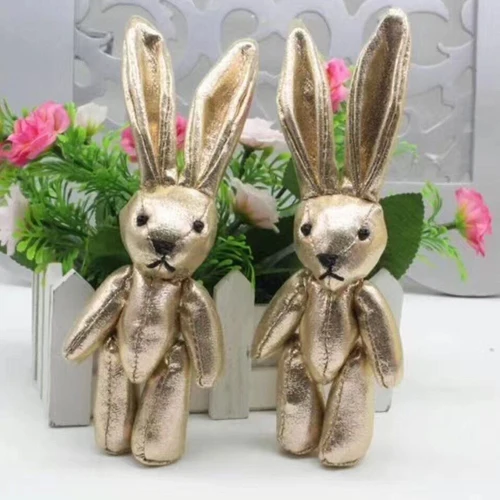 Gold Rabbit Plush 50 шт./партия Kawaii Кролик плюшевый игрушки цветок кролик мягкие игрушки животные Маленькая подвеска на телефон сумки подарки для свадьбы GMR053 - Цвет: Gold Rabbit Plush