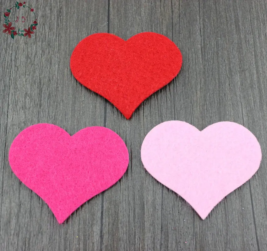 100 шт./лот 6*5 см Ткань войлок в форме сердца аппликация лепестки нашивки на одежду