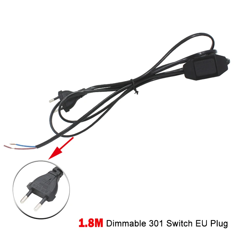 301 EU Black DIY ЕС вилка Кабель Провод 303/304/317/301 кнопочный переключатель/двойной вкл. Выкл. Шнур питания для Светодиодный светильник с регулятором освещенности/торшер/светильник для чтения - Цвет: 301 EU Black