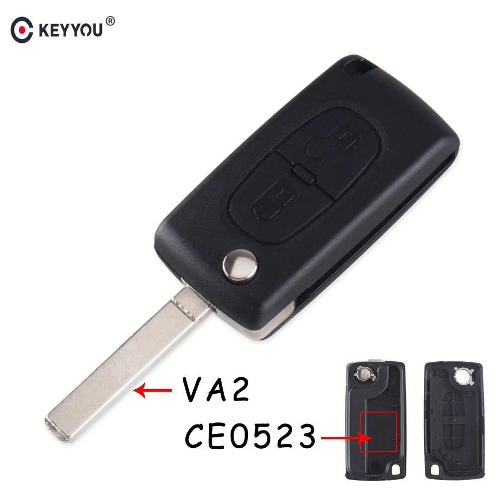 Складной чехол для автомобильного ключа KEYYOU 10 шт./лот с 2 кнопками Peugeot 306 407 807 Partner