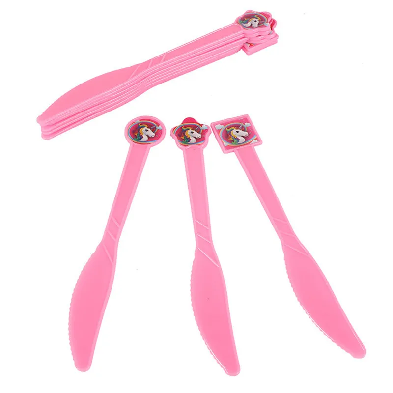 10 PCS Knife Единорог вечерние одноразовые столовая посуда все для праздника Беби Шауэр детский праздник, Подарочная сумка+ шляпа+ скатерть+ бумажная чашка+ коробка для попкорна - Цвет: 10 PCS Knife