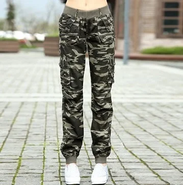 Осенние тонкие камуфляжные женские брюки повседневный Свободный комбинезон