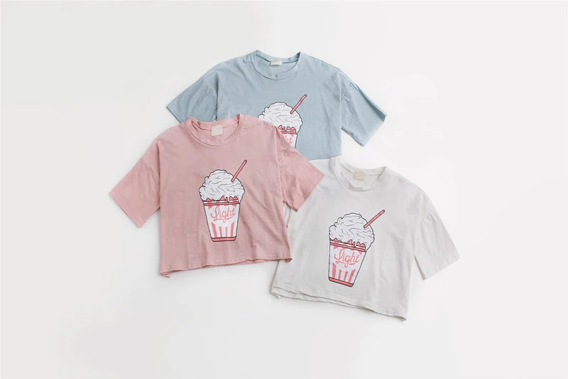 Футболка женская в Корейском стиле хлопковый топ свободного покроя с принтом