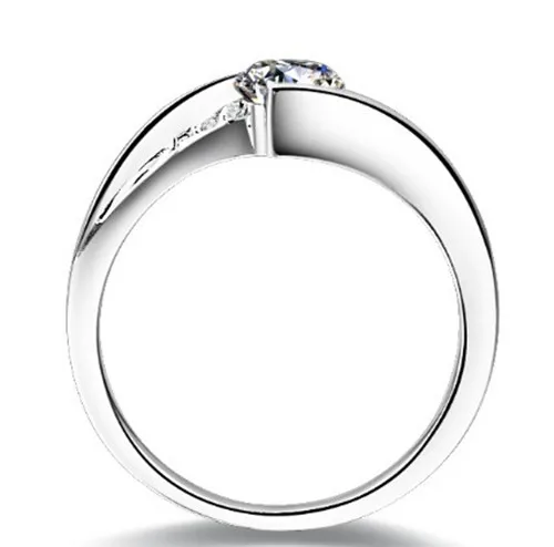 

Romantic Real Solid 18K 750 White Gold Couple Rings 0.75Ct His and Her Love Promise Lover's Jewelry Ring Never Fade