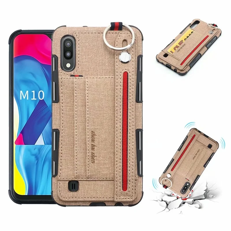 Чехол для samsung Galaxy M10, M20, M30, A10, A20, A30, A50, A70, задняя крышка, роскошный ремешок на руку, слот для карт, Ударопрочный Мягкий чехол, kimTHmall
