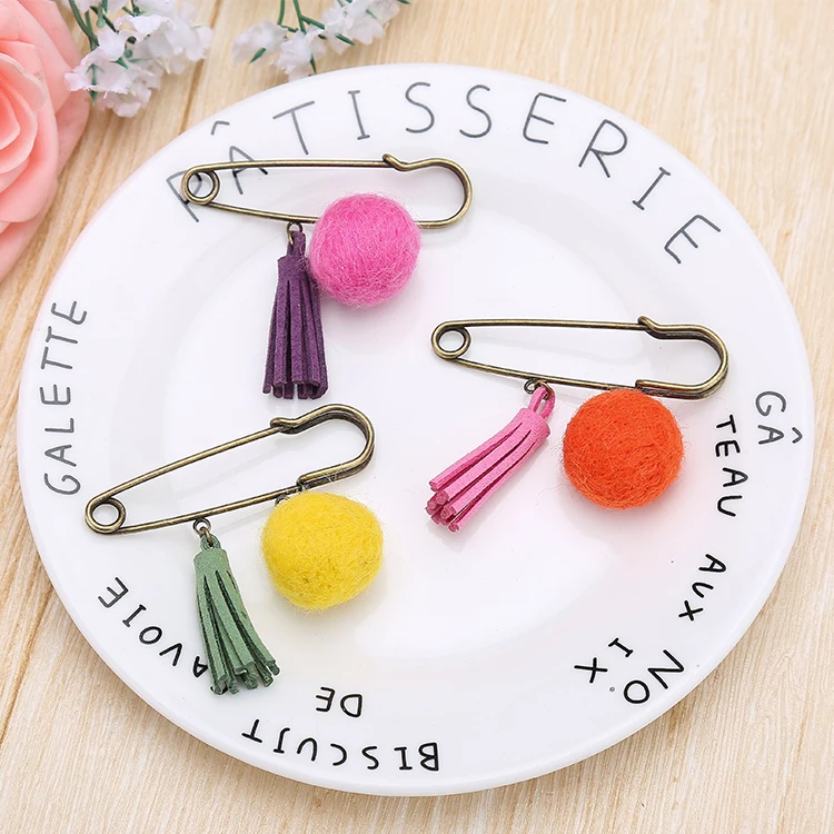 Милая брошь темперамент шерсть булавки с шариком кисточкой броши для женской