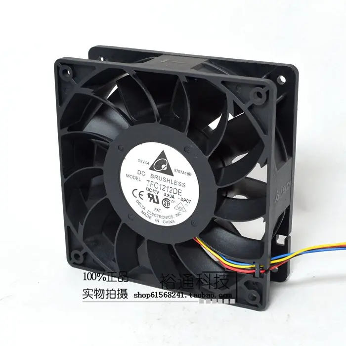 TFC1212DE ADDA 120 мм DC 12 В 5200 об/мин 252CFM для майнинга биткоинов мощный серверный чехол