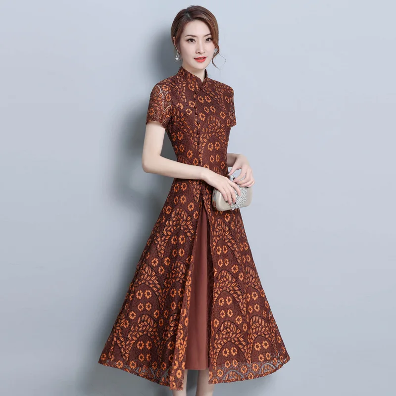 Вьетнам Ао Дай азиатской одежды традиционные кружева qipao платья
