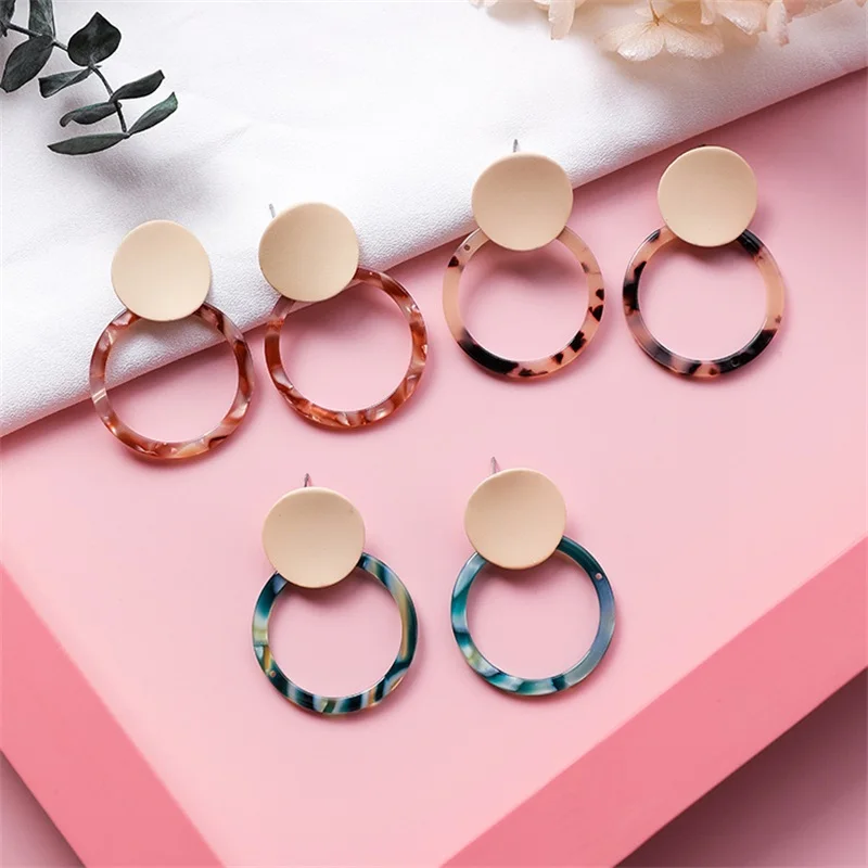 2019 Korean fashion geometric round dangle earrings retro simple temperament acrylic leopard circle women jewelry gifts | Украшения и