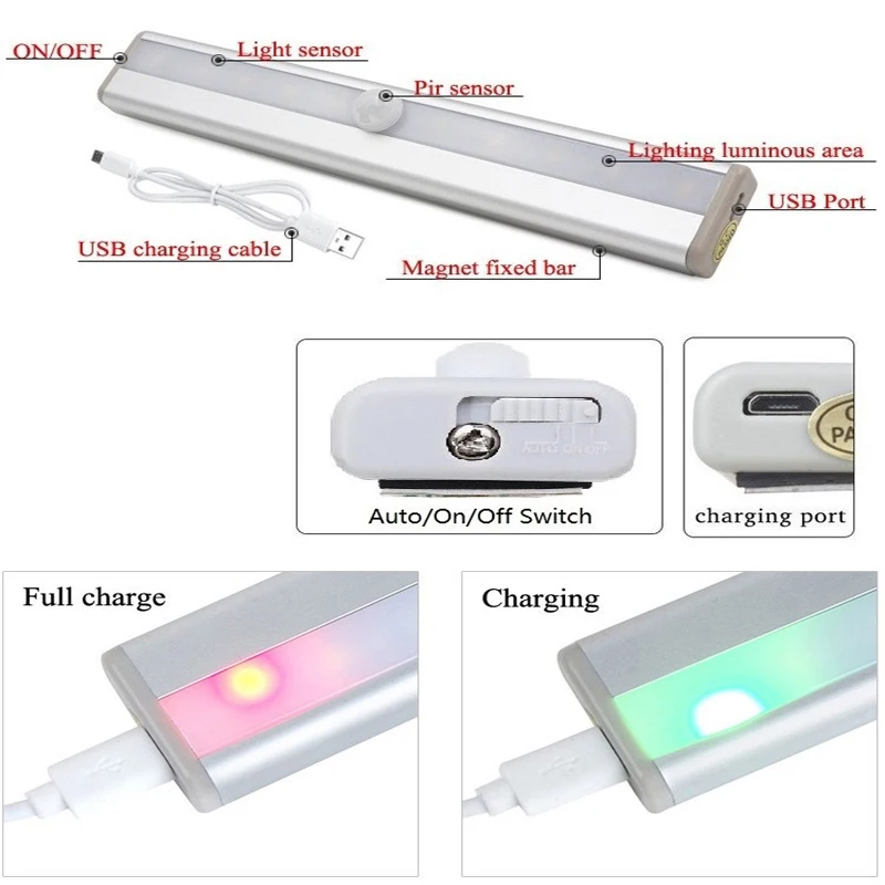USB зарядка ночник бар огни умный датчик индукционная Светодиодная лампа