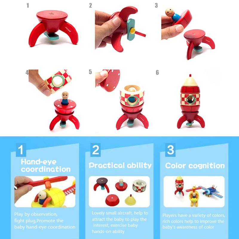 Детская деревянная Игрушечные лошадки самолета Новинка DIY строительный