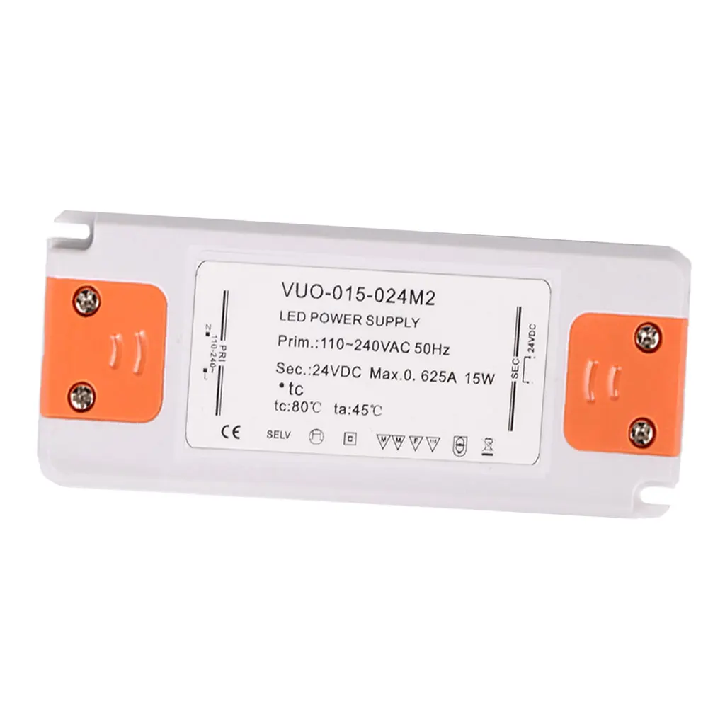 

[1 упаковка] 15W 630MA DC 24V Ультра-тонкий светодиодный источник питания светодиодный трансформатор для светодиодных лент лампочки